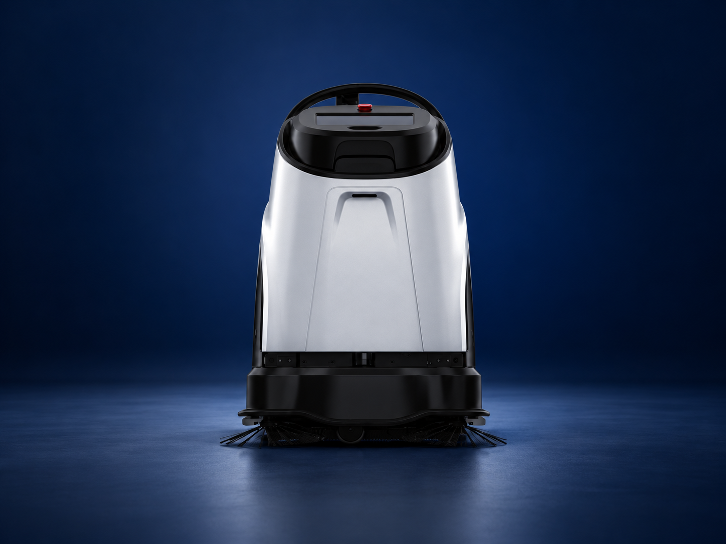 Unbranded studio image of an autonomous commercial cleaning robot